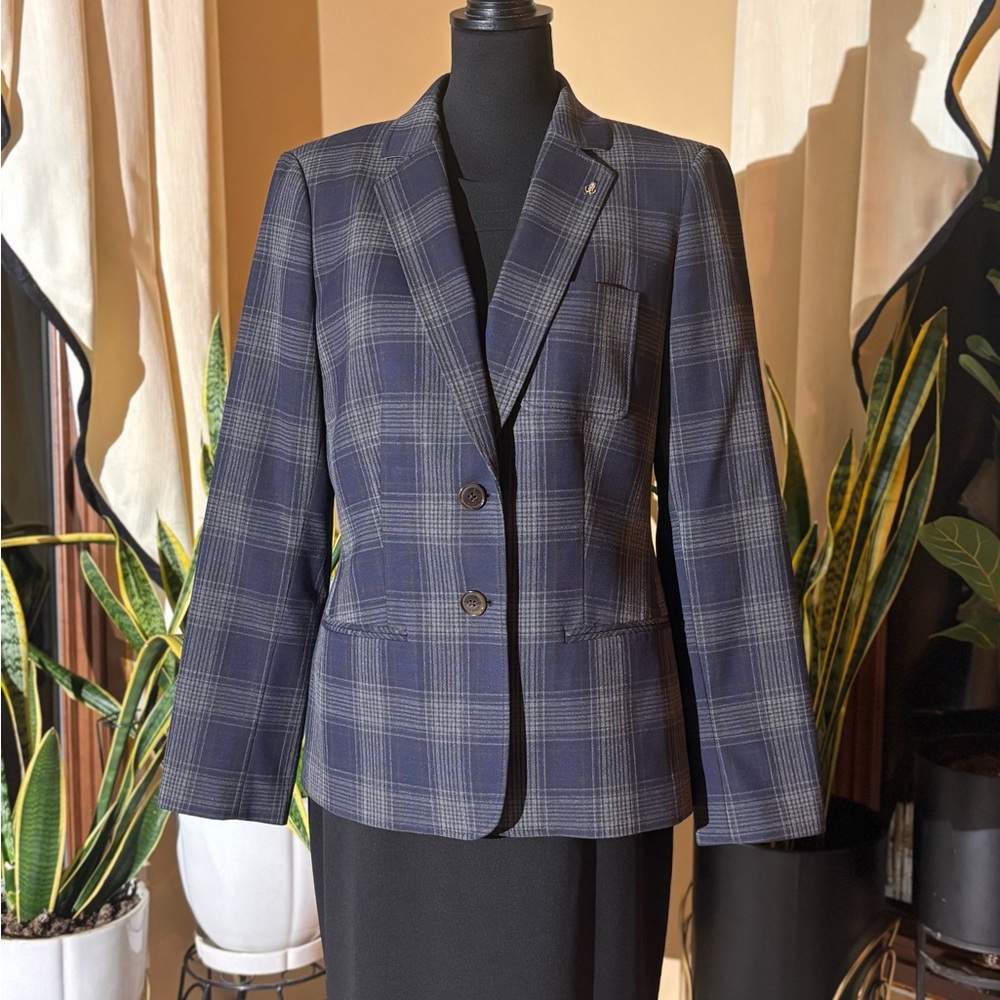 [Tommy Hilfiger] Women's Navy Plaid Blazer